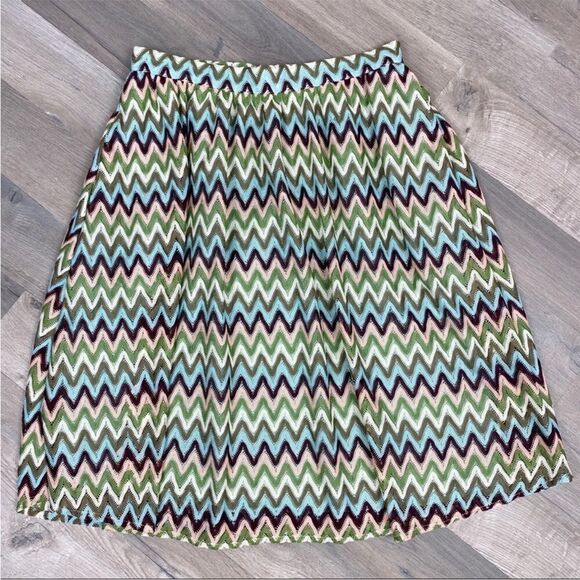 ModCloth Daytime Dazzler Chevron Stripe A Line Skirt Pastel Multicolor Medium - Picture 11 of 14